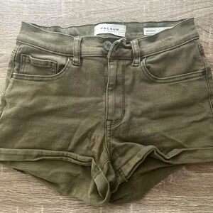 Pacsun “The Shortie” High-Waisted Olive Green Shorts